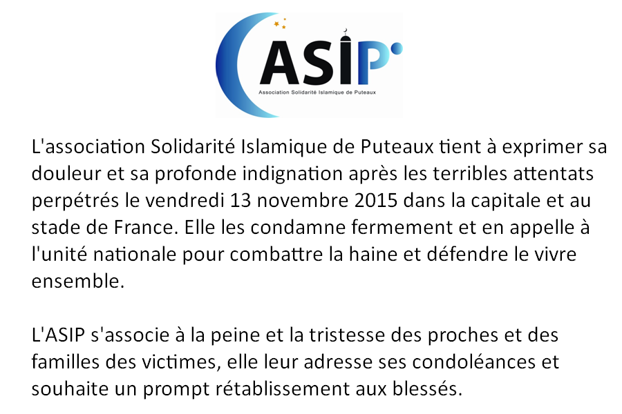 ASIP - Communiqué du 13 novembre 2015