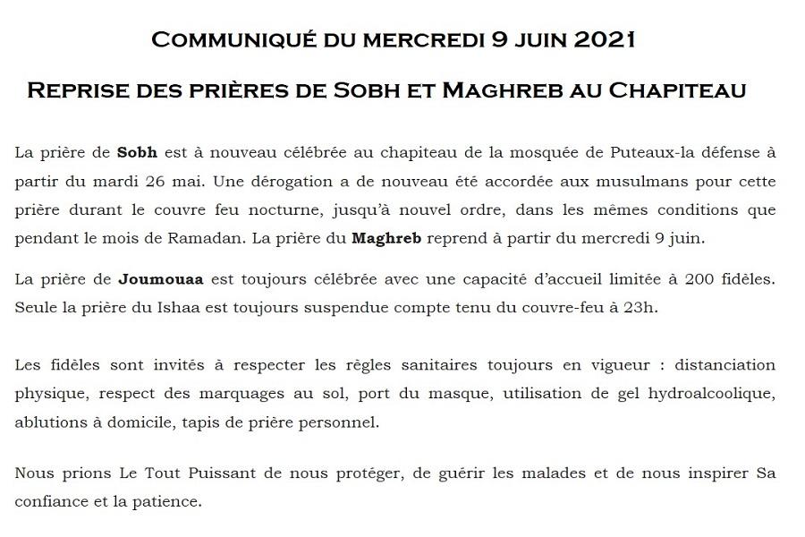 Reprise prière Sobh et Maghreb Reprise prière Sobh et Maghreb